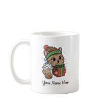 Tasse de café de Noël avec un chat Kawaii