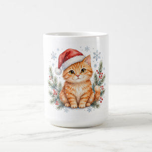Tasse de café de Noël Chat Tigré Chapeau de Père N