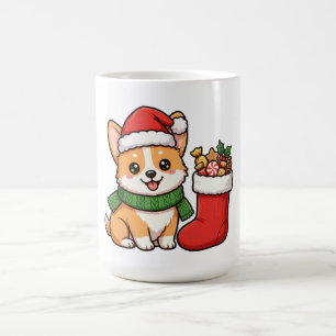 Tasse de café de Noël chiot Corgi Santa
