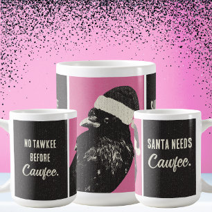 Tasse de café de Noël Crow Santa Rose Noir Cawfee
