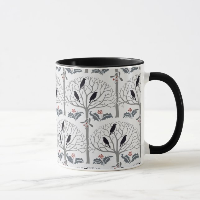 Tasse de café de Noël de motif de freux et de houx (Droite)