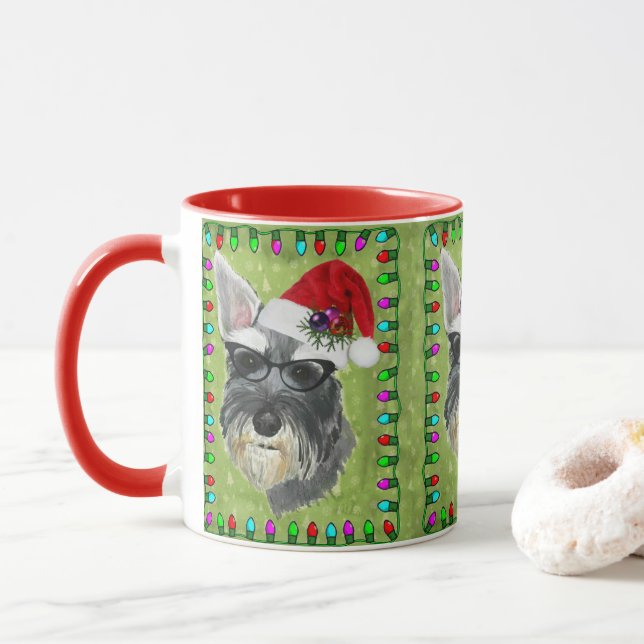 Tasse de café de Noël de Schnauzer (Avec donut)