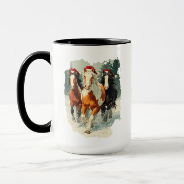 Tasse de café de Noël Équestre (Gauche)