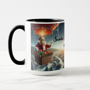 Tasse de café de Noël Père Noël arrive en ville