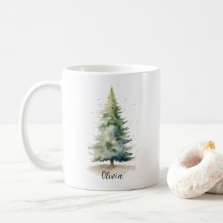 Tasse de café de Noël personnalisée avec arbre de