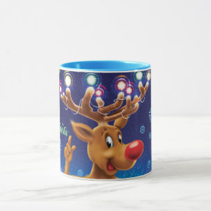 Tasse de café de Noël, Rudolph et lumières faits