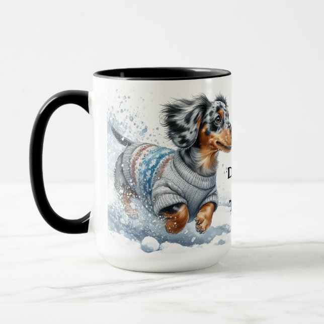 Tasse de café de Noël Teckel bringé (Gauche)