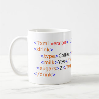 Tasse de café de programmation de XML