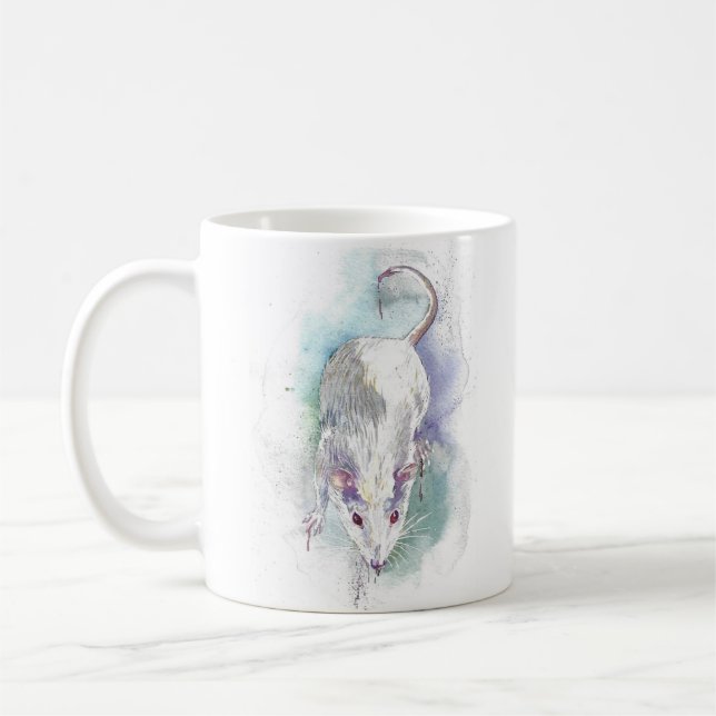 Tasse de café de rat d'aquarelle (Gauche)
