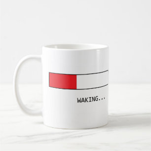 Tasse de café de réveil et de mise en mémoire tamp