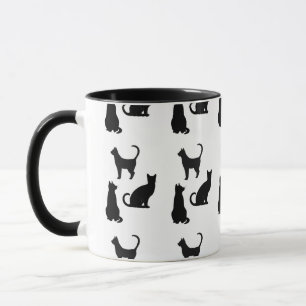 Tasse de café de silhouette de chat d'amusement