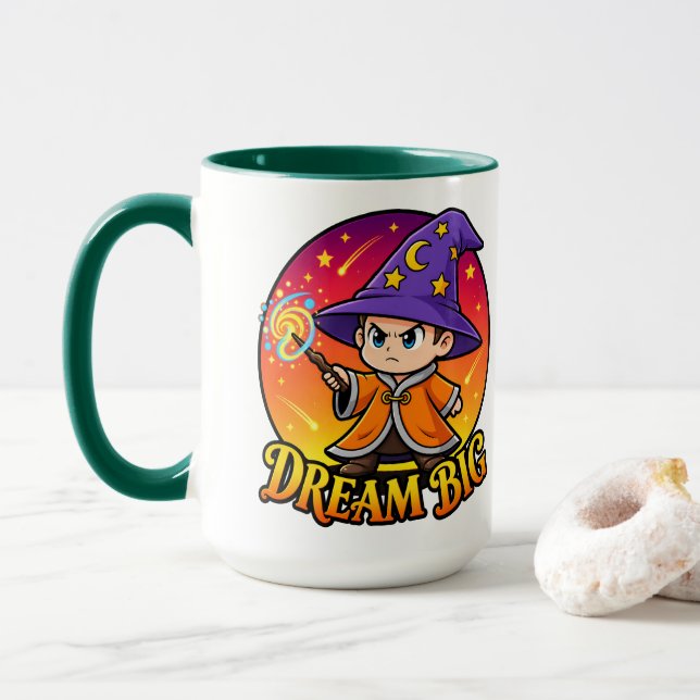 Tasse de café de sorcier rêveant grand mignon (Avec donut)