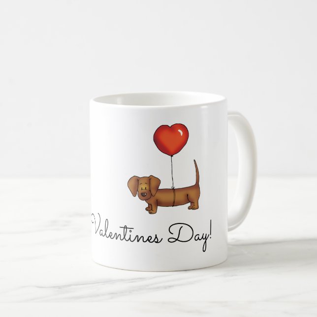 Tasse de café de teckel - jour de Valentines (Devant droit)