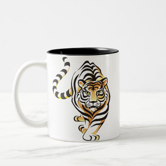 Tasse de café de tigre de bande dessinée (Gauche)
