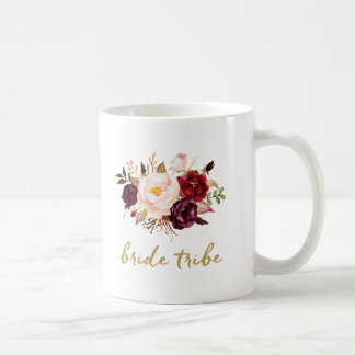 Tasse de café de tribu de jeune mariée - florale,