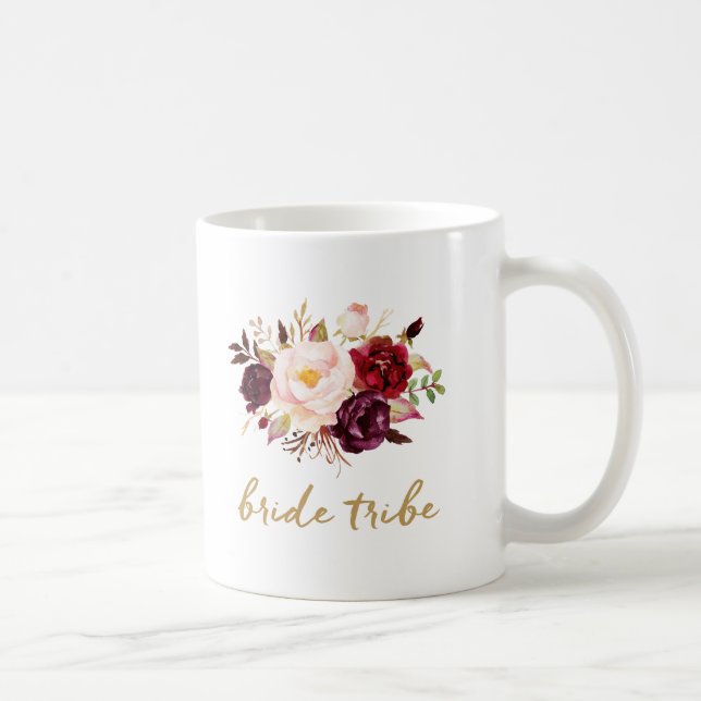 Tasse de café de tribu de jeune mariée - florale, (Droite)