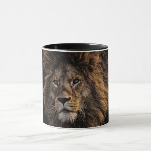 Tasse de café de visage de lion