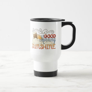 Tasse de café de voyage de soleil bonjour