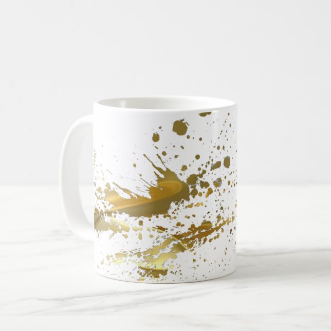 Tasse de café d'éclaboussure de peinture d'or (Devant gauche)