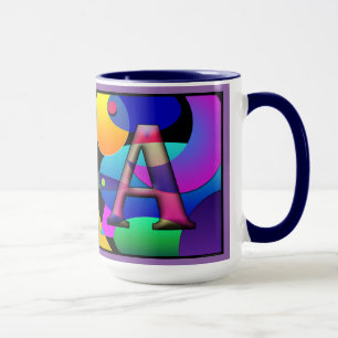 Tasse de café décorée d'un monogramme de "V" et