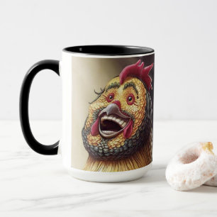 Tasse de café dérangée de coq