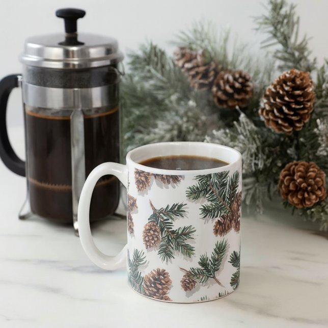 Tasse de café d'hiver confortable au cône de pin t (Créateur téléchargé)