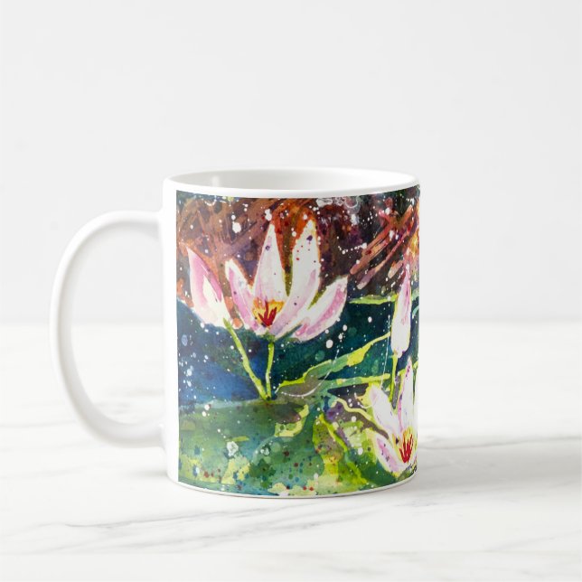 Tasse de café d'impression d'aquarelle d'étang de (Gauche)
