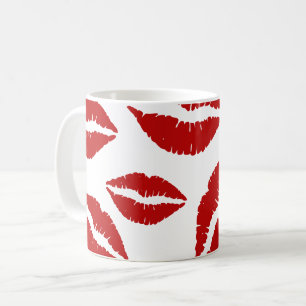 Tasse de café d'impression de lèvres de rouge à