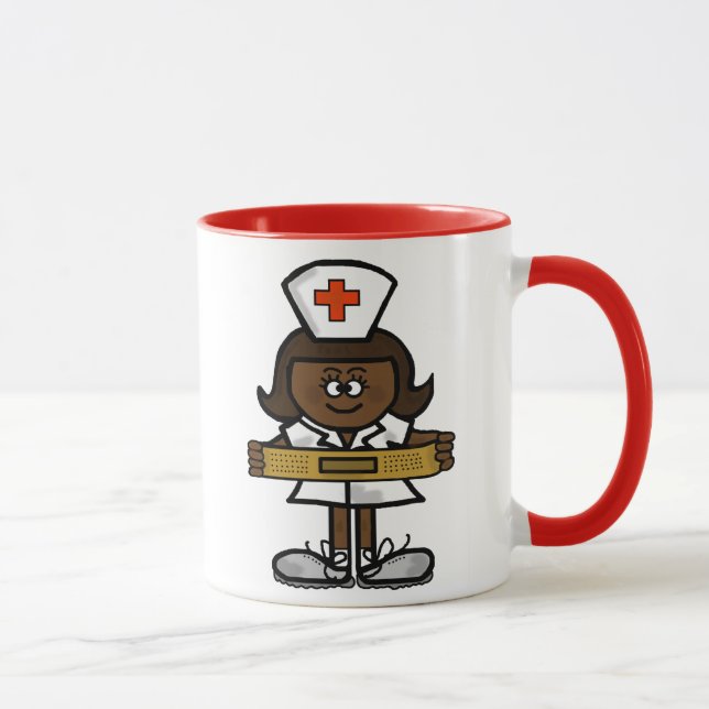 Tasse de café d'infirmière de brun de femelle à (Droite)