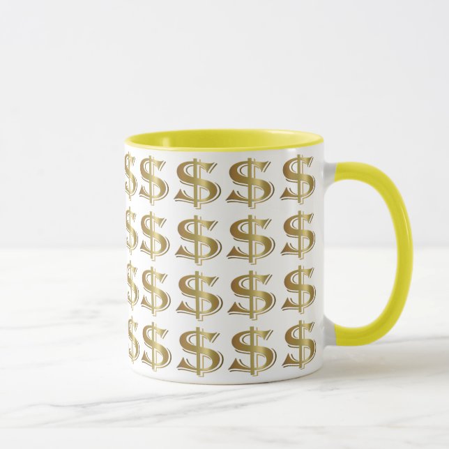 Tasse de café d'or de symbole dollar (Droite)