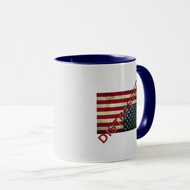 Tasse de café Drapeau américain en détresse (Devant droit)