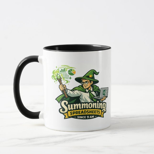 Tasse de café drôle de bureau Excel Wizard | Invoc (Gauche)