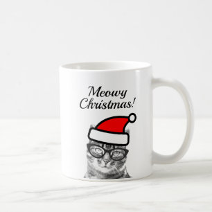 Tasse de café drôle de chat de Père Noël de Noël