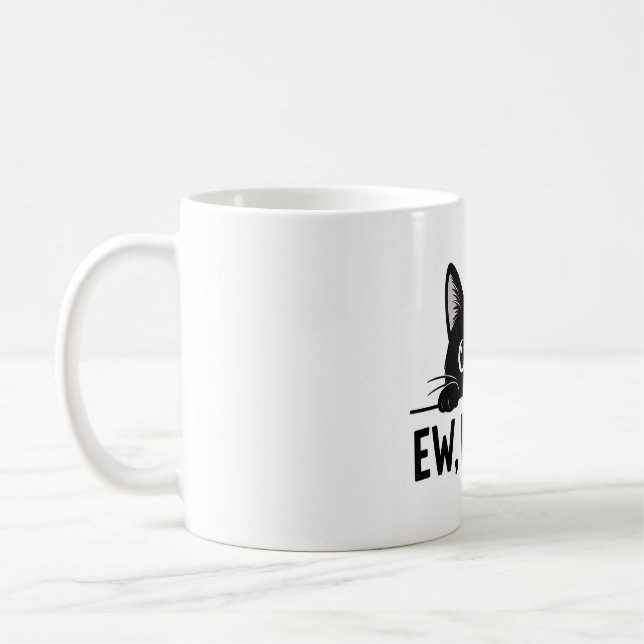 Tasse de café drôle de chat noir "Beurk, les gens. (Gauche)