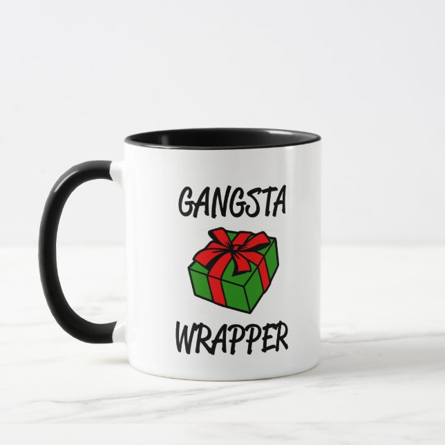 Tasse de café drôle de Noël d'emballage de Gangsta (Gauche)