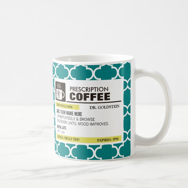 Tasse de café drôle de prescription - motif de (Droite)