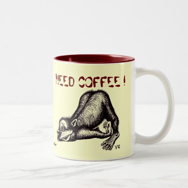 Tasse de café drôle de singe (Droit)