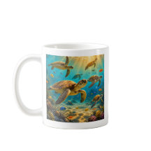 Tasse de café drôle de tortues de mer