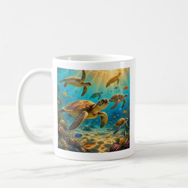 Tasse de café drôle de tortues de mer (Gauche)