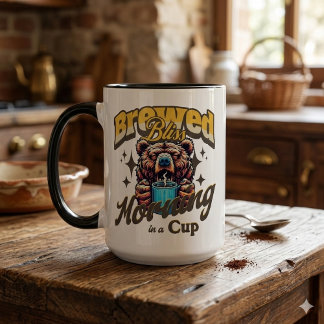 Tasse de café drôle d'ours buveur de café