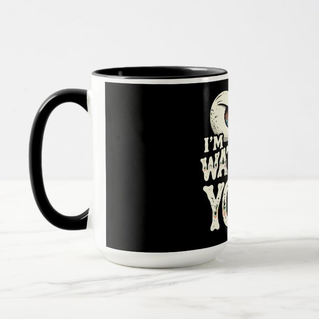 Tasse de café drôle "JE VOUS REGARDE" aux yeux rét (Gauche)