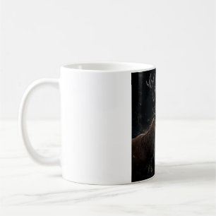 Tasse de café du cerf couple nuit étoilée