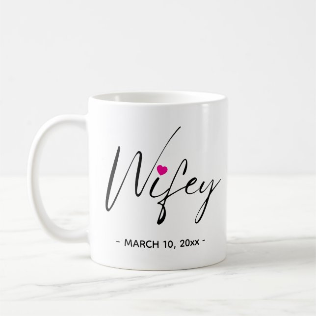 Tasse de café élégante pour la mariée avec date de (Gauche)