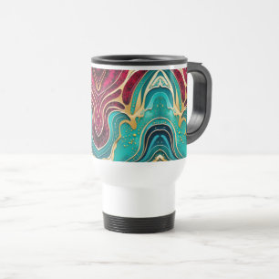 Tasse de café en art liquide Golden Waves