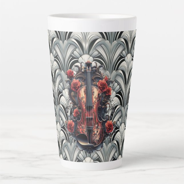 Tasse de café en céramique Black Violin en Art Déc (Devant)
