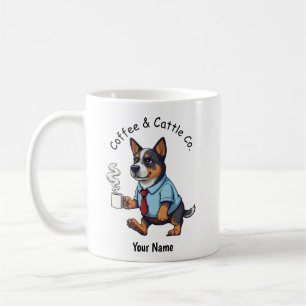 Tasse de café en costume d'affaires drôle de chien