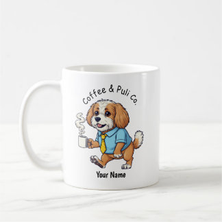 Tasse de café en costume d'affaires drôle de Puli