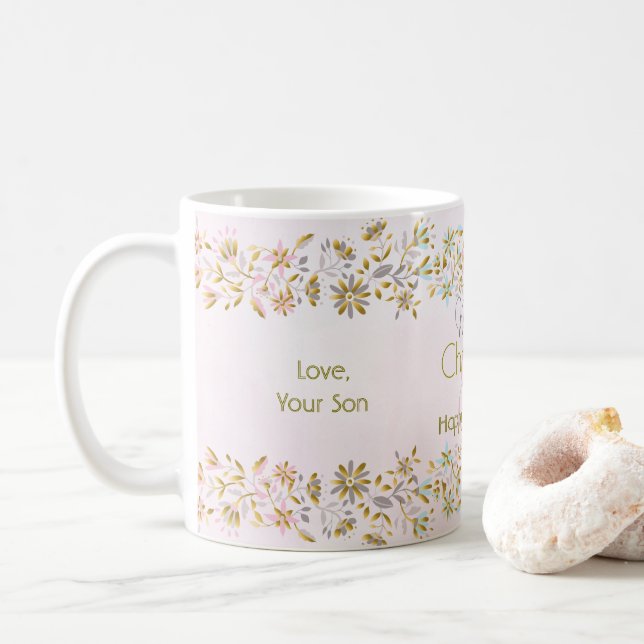 Tasse de café en pastel de Noël de fleur (Avec donut)