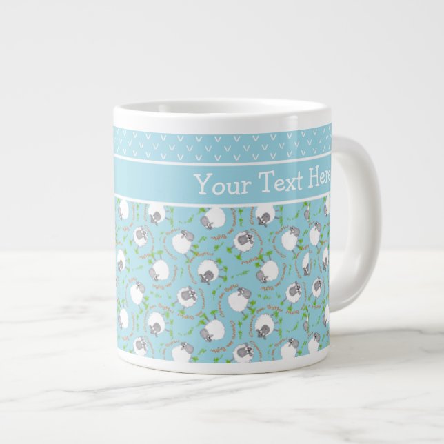 Tasse de café enorme faite sur commande : Bleu, (Devant droit)