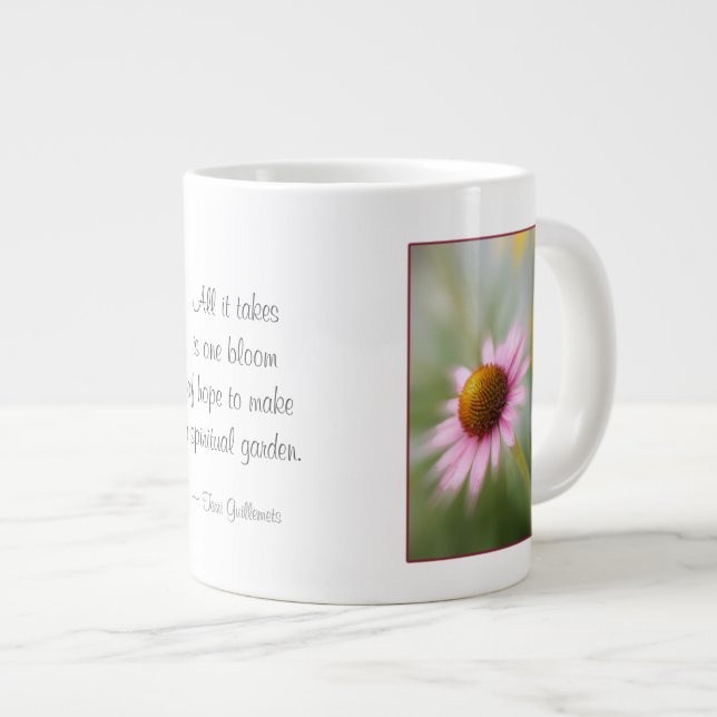 Tasse de café enorme - fleur rose de marguerite (Devant droit)